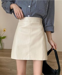 PUハイウエストAラインミニスカート