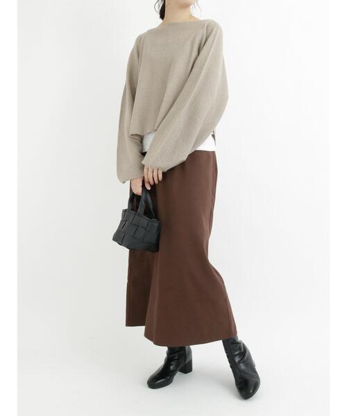 Samansa Mos2 blue（サマンサモスモスブルー）の「◎リブクロップドニットプルオーバー（ニット/セーター・レディース・ベージュ/グレー/カーキ・ﾌﾘ-）」の13枚目の写真