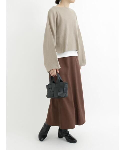 Samansa Mos2 blue（サマンサモスモスブルー）の「◎リブクロップドニットプルオーバー（ニット/セーター・レディース・ベージュ/グレー/カーキ・ﾌﾘ-）」の14枚目の写真