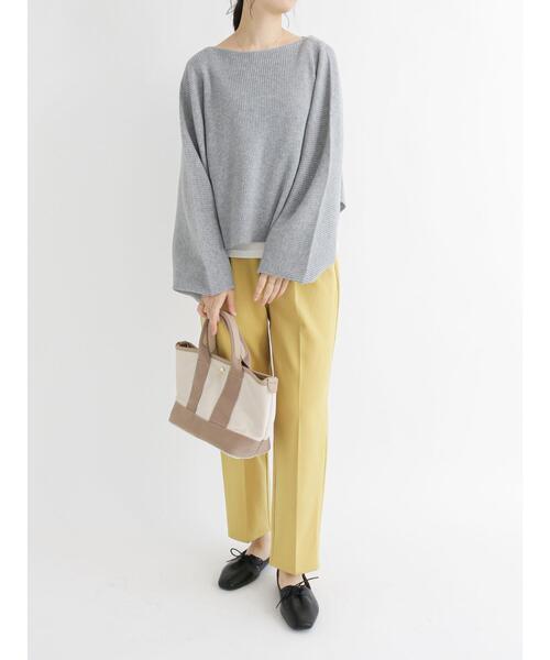 Samansa Mos2 blue（サマンサモスモスブルー）の「◎リブクロップドニットプルオーバー（ニット/セーター・レディース・ベージュ/グレー/カーキ・ﾌﾘ-）」の19枚目の写真