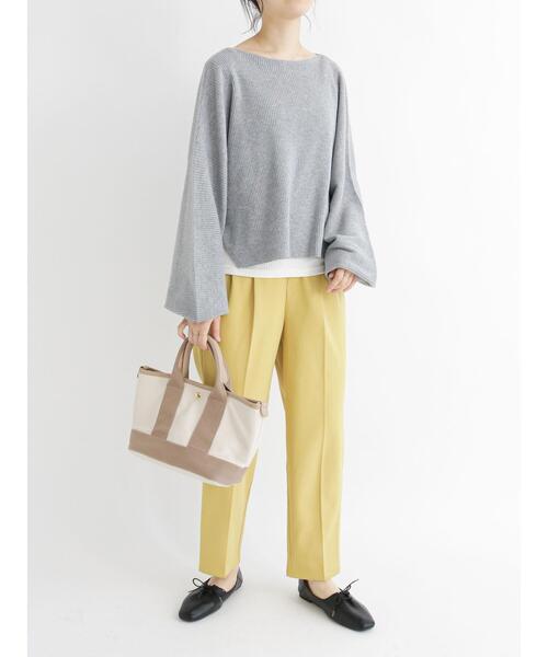 Samansa Mos2 blue（サマンサモスモスブルー）の「◎リブクロップドニットプルオーバー（ニット/セーター・レディース・ベージュ/グレー/カーキ・ﾌﾘ-）」の20枚目の写真