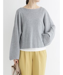 Samansa Mos2 blue | リブクロップドニットプルオーバー(ニット/セーター)