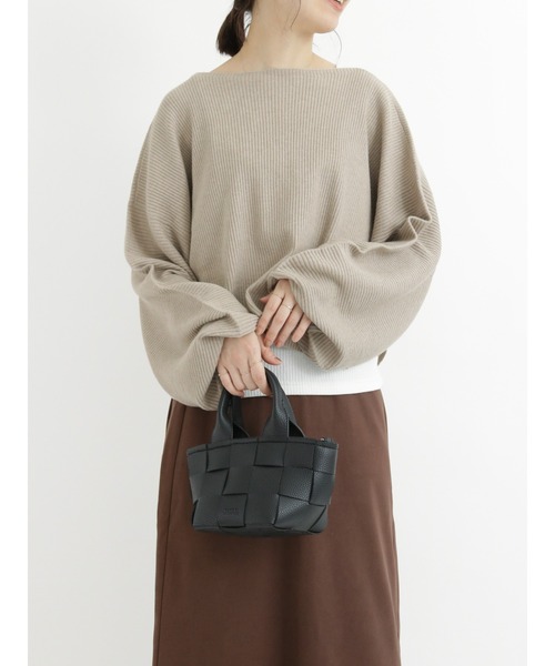 Samansa Mos2 blue（サマンサモスモスブルー）の「◎リブクロップドニットプルオーバー（ニット/セーター・レディース・ベージュ/グレー/カーキ・ﾌﾘ-）」の7枚目の写真