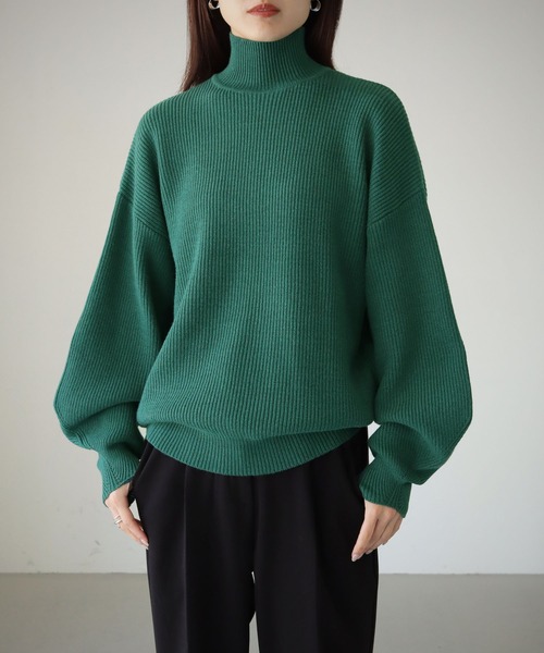 cheriella(シェリエラ)の「【cheriella】WEB限定片畦ハイネックニット(ニット/セーター・レディース・テラコッタ/グリーン/アイボリー/ブラック・M)」の4枚目の写真