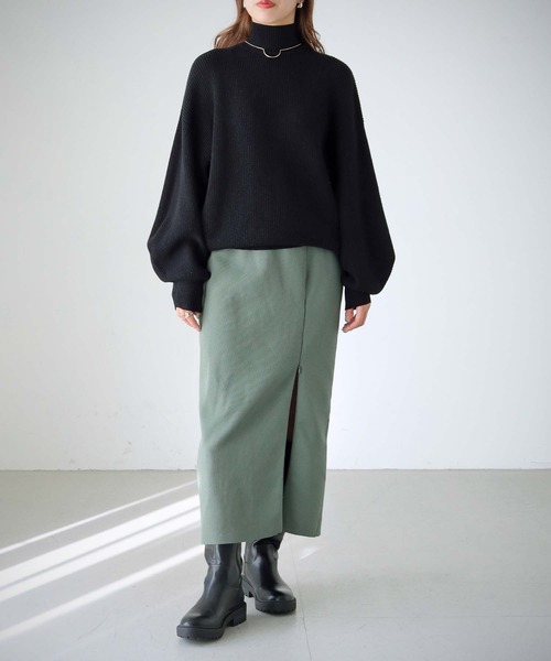 cheriella(シェリエラ)の「【cheriella】WEB限定片畦ハイネックニット(ニット/セーター・レディース・テラコッタ/グリーン/アイボリー/ブラック・M)」の12枚目の写真