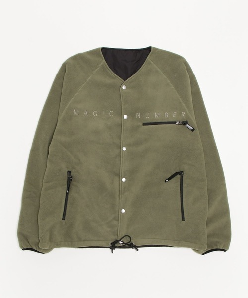 MAGIC NUMBER(マジック ナンバー)の「【MAGIC NUMBER】REVERSIBLE NO COLLAR FLEECE JK(ノーカラージャケット・メンズ・オリーブ/ブラック/ベージュ/オレンジ・MEDIUM/LARGE/X-LARGE)」の3枚目の写真