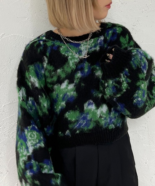 apres jour mignon(アプレジュールミニョン)の「フラワージャガードトップス【ZOZOTOWN限定アイテム】(ニット/セーター・レディース・ブラック系その他/ブラック・フリー/X-LARGE)」の7枚目の写真