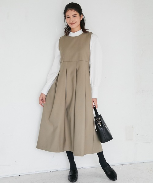 SMILE ORCHID(スマイルオーキッド)の「コットン混プリーツワンピース(ワンピース・レディース・ブラック/カーキブラウン・MEDIUM)」の7枚目の写真