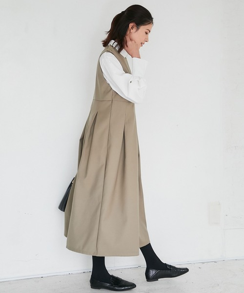 SMILE ORCHID(スマイルオーキッド)の「コットン混プリーツワンピース(ワンピース・レディース・ブラック/カーキブラウン・MEDIUM)」の15枚目の写真