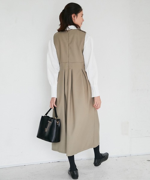 SMILE ORCHID(スマイルオーキッド)の「コットン混プリーツワンピース(ワンピース・レディース・ブラック/カーキブラウン・MEDIUM)」の9枚目の写真
