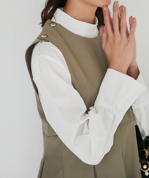 SMILE ORCHID(スマイルオーキッド)の「コットン混プリーツワンピース(ワンピース・レディース・ブラック/カーキブラウン・MEDIUM)」の14枚目の写真