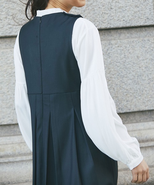 SMILE ORCHID(スマイルオーキッド)の「コットン混プリーツワンピース(ワンピース・レディース・ブラック/カーキブラウン・MEDIUM)」の10枚目の写真