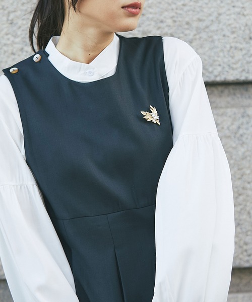 SMILE ORCHID(スマイルオーキッド)の「コットン混プリーツワンピース(ワンピース・レディース・ブラック/カーキブラウン・MEDIUM)」の6枚目の写真