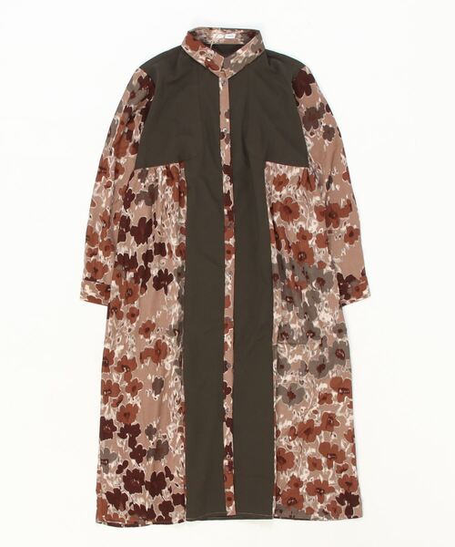 sandy（サンディー）の「【sandy】フラワープリントビックヨークシャツワンピース（ワンピース・レディース・グレー/ベージュ/ブラウン・FREE）」の3枚目の写真