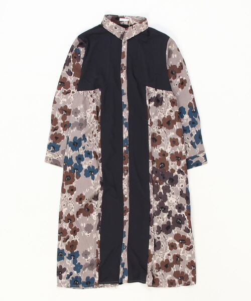 sandy（サンディー）の「【sandy】フラワープリントビックヨークシャツワンピース（ワンピース・レディース・グレー/ベージュ/ブラウン・FREE）」の2枚目の写真