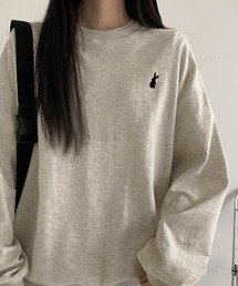 Dalfwin | 2023SS 春　韓国ファッション スウェット レディース　裏起毛あり　ラビット刺繍スウェット　トレーナー ワンポイント刺繍 レディーストップス オーバーサイズ(スウェット)