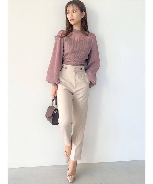 RESEXXY（リゼクシー）の「ハイウエストテーパードパンツ（その他パンツ・レディース・アイボリー/ブルー/ブラック・FREE）」の6枚目の写真