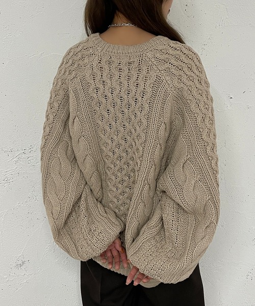 apres jour mignon(アプレジュールミニョン)の「ケーブルBIGニット【ZOZOTOWN限定アイテム】(ニット/セーター・レディース・レッド/ライトベージュ/マスタード・フリー/X-LARGE)」の10枚目の写真