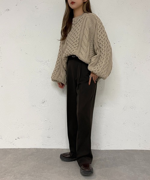 apres jour mignon(アプレジュールミニョン)の「ケーブルBIGニット【ZOZOTOWN限定アイテム】(ニット/セーター・レディース・レッド/ライトベージュ/マスタード・フリー/X-LARGE)」の18枚目の写真