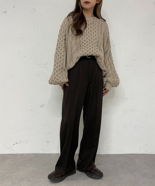 apres jour mignon(アプレジュールミニョン)の「ケーブルBIGニット【ZOZOTOWN限定アイテム】(ニット/セーター・レディース・レッド/ライトベージュ/マスタード・フリー/X-LARGE)」の16枚目の写真