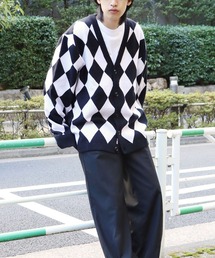 GUESS/ゲス GUESS Originals Diamond Knit Cardigan Ｖネック カーディガン アーガイル ビッグシルエット