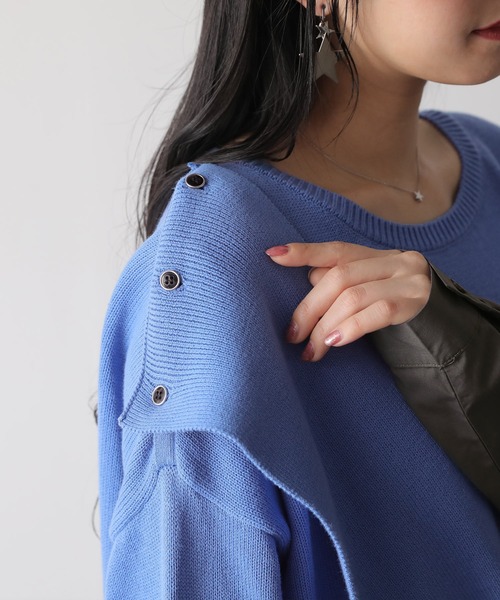 kOhAKU（コハク）の「【廃盤】『異素材ドッキング変形ニット』（ニット/セーター・レディース・ライトブルー/ブラック・FREE）」の11枚目の写真