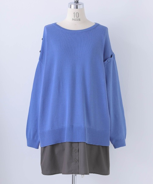 kOhAKU（コハク）の「【廃盤】『異素材ドッキング変形ニット』（ニット/セーター・レディース・ライトブルー/ブラック・FREE）」の22枚目の写真