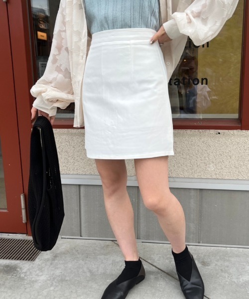 nemne store（ネンネストア）の「【低身長用サイズあり】裏地付き台形ミニスカート（スカート・レディース・アイボリー/ブラック・SMALL/MEDIUM）」の8枚目の写真