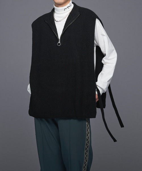 Ellno Loset(エルノロゼット)の「ハーフジップサイドリボンベスト(ベスト・メンズ・ブラック/パープル・MEDIUM/LARGE)」の5枚目の写真