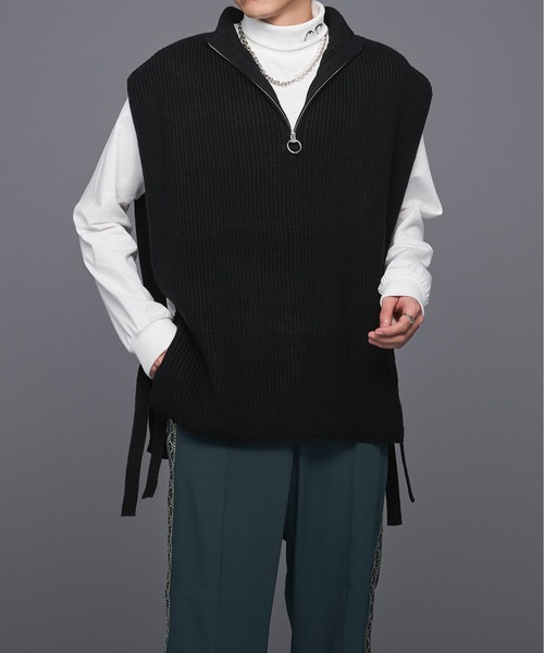 Ellno Loset(エルノロゼット)の「ハーフジップサイドリボンベスト(ベスト・メンズ・ブラック/パープル・MEDIUM/LARGE)」の8枚目の写真