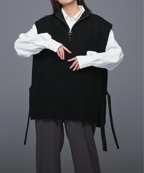 Ellno Loset(エルノロゼット)の「ハーフジップサイドリボンベスト(ベスト・メンズ・ブラック/パープル・MEDIUM/LARGE)」の16枚目の写真