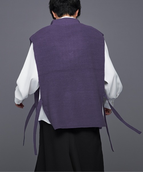 Ellno Loset(エルノロゼット)の「ハーフジップサイドリボンベスト(ベスト・メンズ・ブラック/パープル・MEDIUM/LARGE)」の4枚目の写真