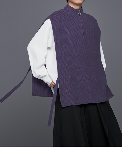 Ellno Loset(エルノロゼット)の「ハーフジップサイドリボンベスト(ベスト・メンズ・ブラック/パープル・MEDIUM/LARGE)」の19枚目の写真