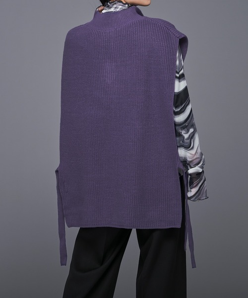 Ellno Loset(エルノロゼット)の「ハーフジップサイドリボンベスト(ベスト・メンズ・ブラック/パープル・MEDIUM/LARGE)」の22枚目の写真