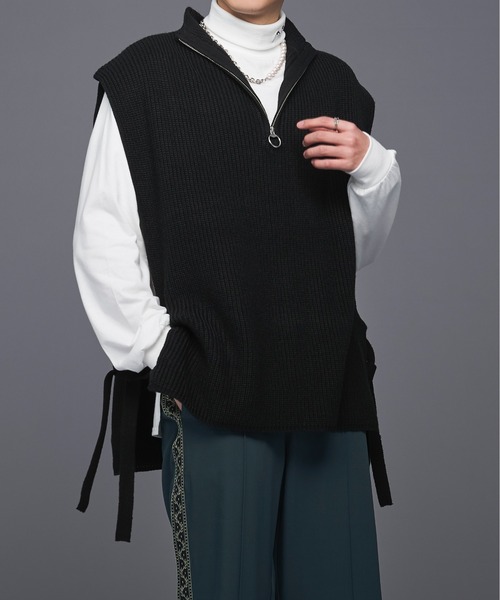 Ellno Loset(エルノロゼット)の「ハーフジップサイドリボンベスト(ベスト・メンズ・ブラック/パープル・MEDIUM/LARGE)」の11枚目の写真