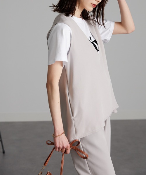 RANAN（ラナン）の「2点セット/深Ｖベストセットアップ（ベスト・レディース・ライトグレー/ブラック/モカ・L/LL/M）」の17枚目の写真