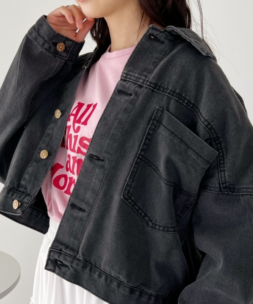 H.Warren(エイチウォーレン)の「BIGブラックデニムジャケット(デニムジャケット・レディース・ブラック・L)」の14枚目の写真