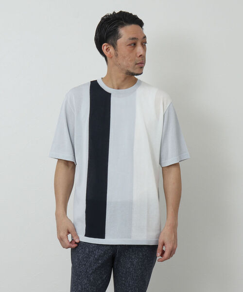 Stutostein Nolley's（シュテットシュタインノーリーズ）の「切替ニットTシャツ（吸水速乾・消臭抗菌加工素材）（ニット/セーター・メンズ・ネイビー/グレー系その他/ブルー系その他・M/L）」の20枚目の写真