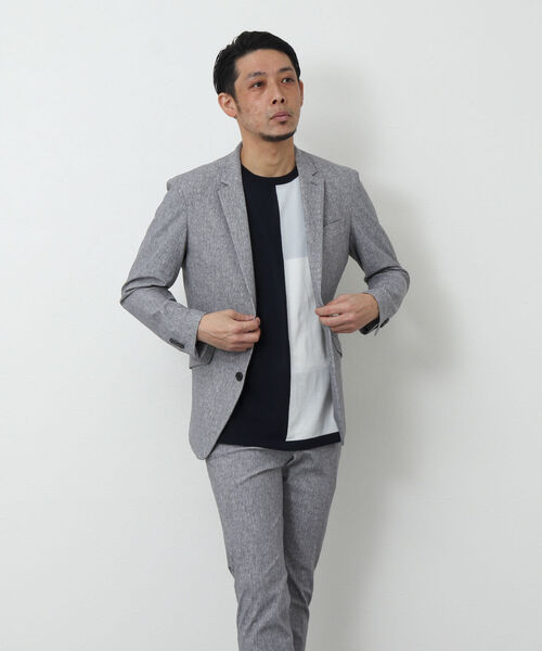 Stutostein Nolley's（シュテットシュタインノーリーズ）の「切替ニットTシャツ（吸水速乾・消臭抗菌加工素材）（ニット/セーター・メンズ・ネイビー/グレー系その他/ブルー系その他・M/L）」の14枚目の写真