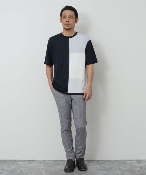 Stutostein Nolley's（シュテットシュタインノーリーズ）の「切替ニットTシャツ（吸水速乾・消臭抗菌加工素材）（ニット/セーター・メンズ・ネイビー/グレー系その他/ブルー系その他・M/L）」の11枚目の写真