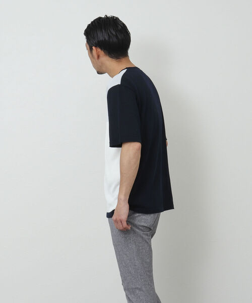 Stutostein Nolley's（シュテットシュタインノーリーズ）の「切替ニットTシャツ（吸水速乾・消臭抗菌加工素材）（ニット/セーター・メンズ・ネイビー/グレー系その他/ブルー系その他・M/L）」の5枚目の写真