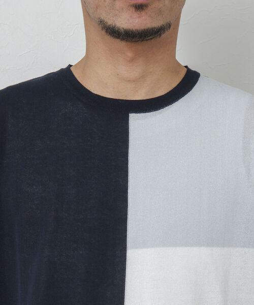Stutostein Nolley's（シュテットシュタインノーリーズ）の「切替ニットTシャツ（吸水速乾・消臭抗菌加工素材）（ニット/セーター・メンズ・ネイビー/グレー系その他/ブルー系その他・M/L）」の18枚目の写真