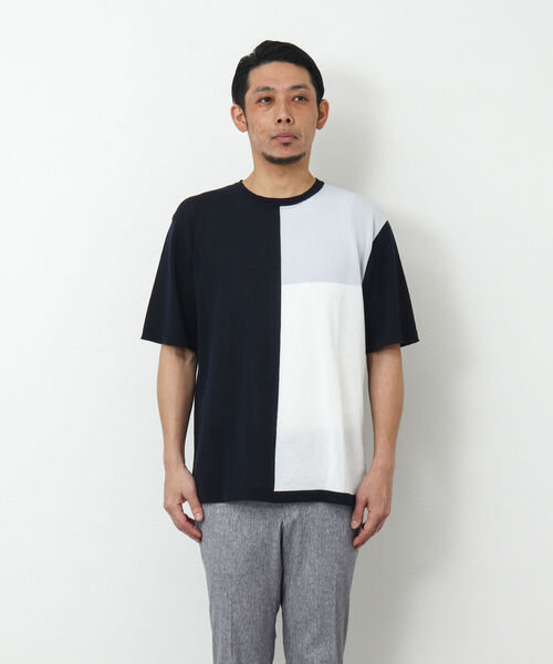 Stutostein Nolley's（シュテットシュタインノーリーズ）の「切替ニットTシャツ（吸水速乾・消臭抗菌加工素材）（ニット/セーター・メンズ・ネイビー/グレー系その他/ブルー系その他・M/L）」の15枚目の写真