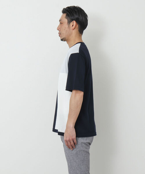 Stutostein Nolley's（シュテットシュタインノーリーズ）の「切替ニットTシャツ（吸水速乾・消臭抗菌加工素材）（ニット/セーター・メンズ・ネイビー/グレー系その他/ブルー系その他・M/L）」の12枚目の写真