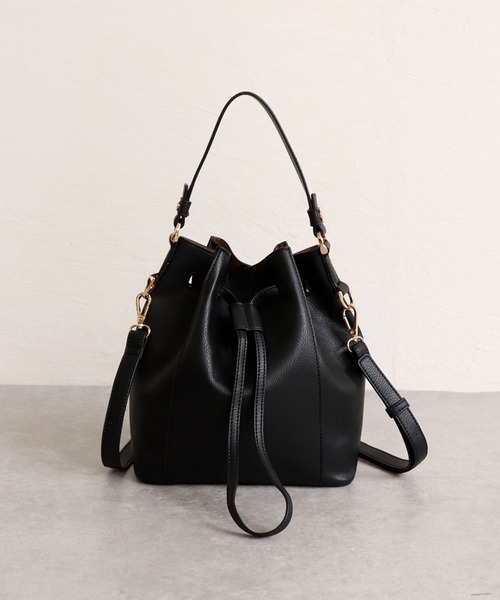 MIAN (ミアン)の「【MIAN】巾着2wayショルダー LOTUS 2221-217-1(ショルダーバッグ・レディース・ブラック/アイボリー/グレイッシュベージュ/モカ/イエロー/シルバー・FREE)」の13枚目の写真