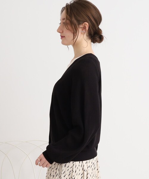 DRESKIP（ドレスキップ）の「◆片畦編ドルマンVネックニットカーディガン（カーディガン/ボレロ・レディース・黄緑系/ナチュラル/ブラック・02/03）」の19枚目の写真