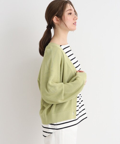 DRESKIP（ドレスキップ）の「◆片畦編ドルマンVネックニットカーディガン（カーディガン/ボレロ・レディース・黄緑系/ナチュラル/ブラック・02/03）」の13枚目の写真