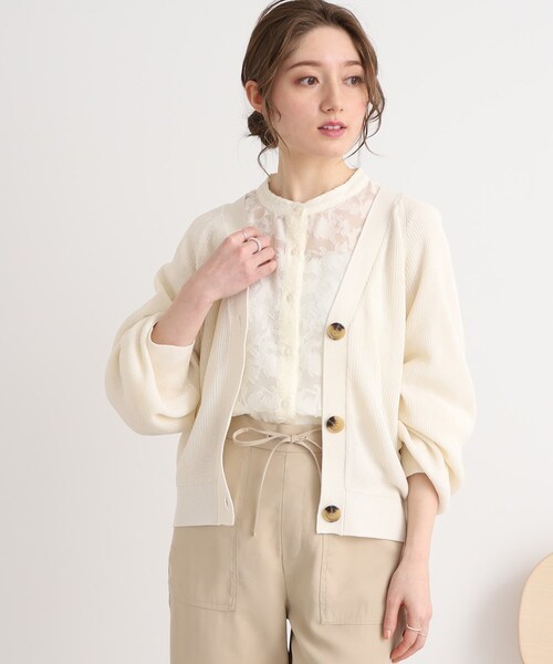 DRESKIP（ドレスキップ）の「◆片畦編ドルマンVネックニットカーディガン（カーディガン/ボレロ・レディース・黄緑系/ナチュラル/ブラック・02/03）」の17枚目の写真