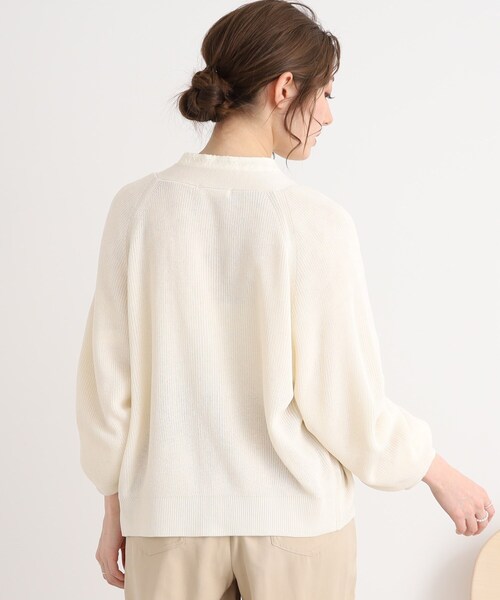 DRESKIP（ドレスキップ）の「◆片畦編ドルマンVネックニットカーディガン（カーディガン/ボレロ・レディース・黄緑系/ナチュラル/ブラック・02/03）」の14枚目の写真