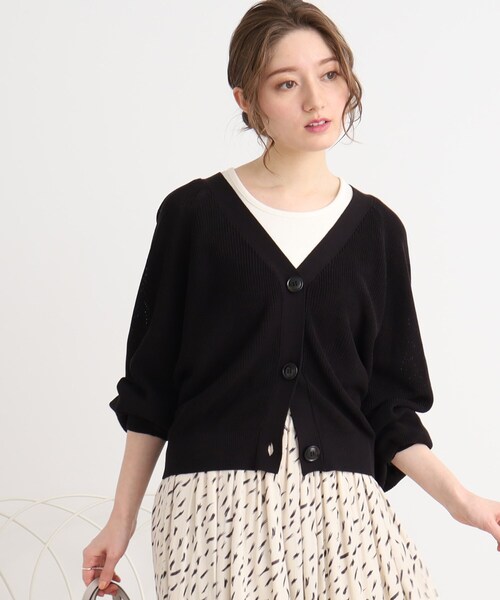 DRESKIP（ドレスキップ）の「◆片畦編ドルマンVネックニットカーディガン（カーディガン/ボレロ・レディース・黄緑系/ナチュラル/ブラック・02/03）」の9枚目の写真